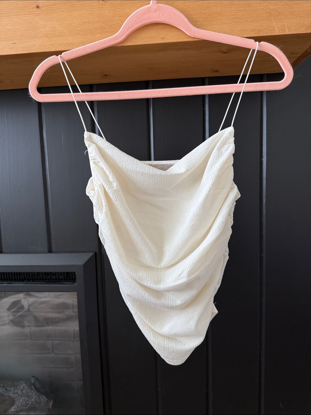 H&M Cream Draped Cowl Neck Spaghetti Strap Tank